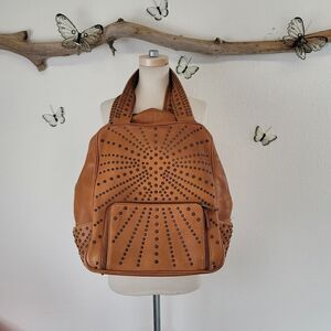 World according to Jess bowling style brown Leather Tote